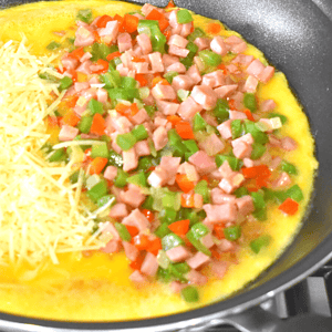 Omelette is a dish made by beating eggs and cooking them in a pan until they are set. It can be filled with various ingredients such as vegetables, cheese, meat, or herbs before folding it over and serving it. Omelettes can be cooked in different styles including French, Spanish, or American.