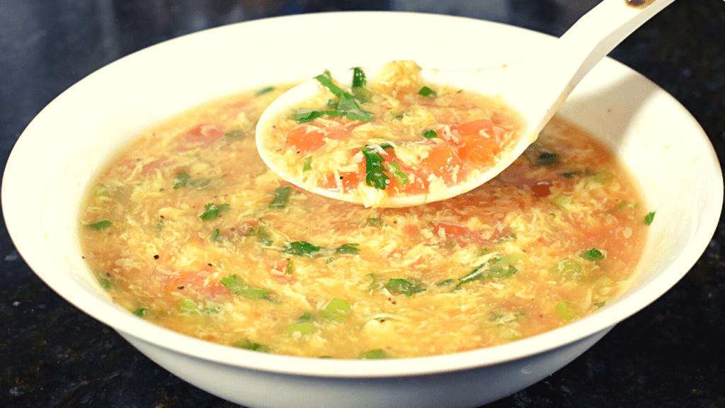 Made with simple ingredients such as tomatoes, eggs, and stock.