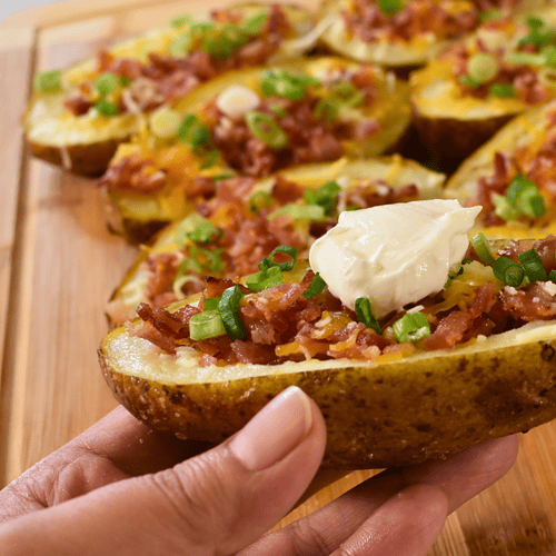 Crispy Oven Baked Potato Skins Getrecipe 4638