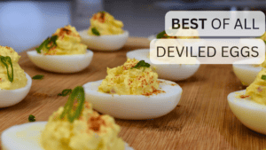 Deviled eggs are a delightful appetizer made by combining hard-boiled eggs with a creamy mixture of mayonnaise, mustard, lemon juice, and a pinch of salt. The addition of a sprinkle of paprika and spring onions provides the perfect finishing touch.