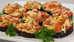 Baked eggplant, also known as "eggplant parmesan" or "melanzane alla parmigiana" in Italian, is a delicious and hearty dish that features layers of tender eggplant, savory tomato sauce, and creamy cheese. This recipe has been passed down for generations and is loved by many for its simple yet satisfying flavors.