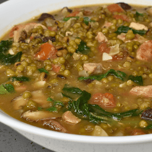 Ginisang Monggo is a popular dish in Filipino cuisine that is made with mung beans, also known as "monggo" in Tagalog. This hearty and nutritious stew is a staple in many Filipino households, often being served as a side dish or even as the main course.