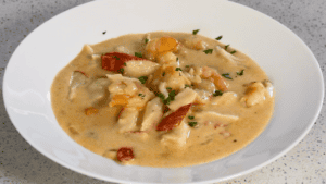 Crab and Shrimp Seafood Bisque is a delectable and rich soup that originated in France. It is traditionally made with fresh crab meat, shrimp, cream, and seasonings to create a velvety smooth texture that will tantalize your taste buds.